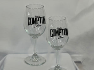 A Pair of Made in Compton Signature Wine Glasses