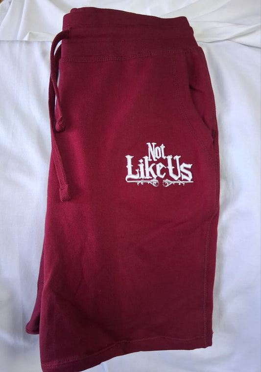 Not Like Us Burgundy Shorts