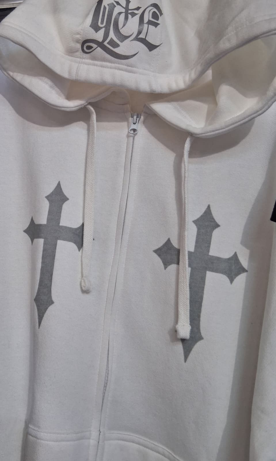 YCE Young Christian Eternal Thorns of Eternity White Zip-Up Hoodie with Grey Ink